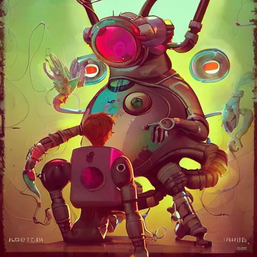 Image similar to lofi biopunk pokemon poster, Pixar style, by Tristan Eaton Stanley Artgerm and Tom Bagshaw.