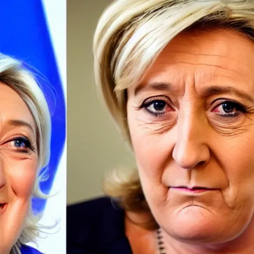 Image similar to Marine Le Pen cosplaying Adolf Hitler
