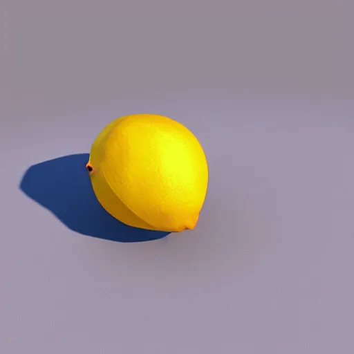 Image similar to a high quality render of a low poly lemon,