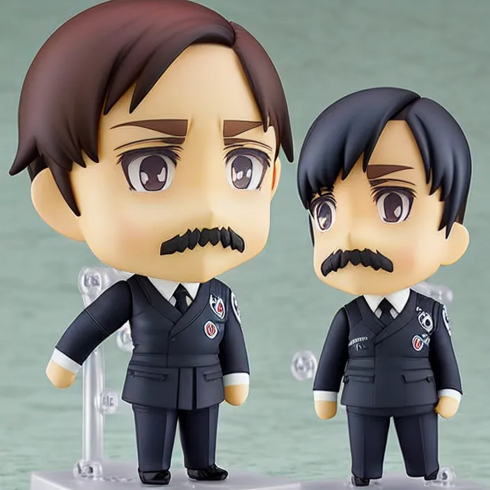 Prompt: An anime Nendoroid of Adolf Hitler with his adolf hitler moustache, figurine, detailed product photo