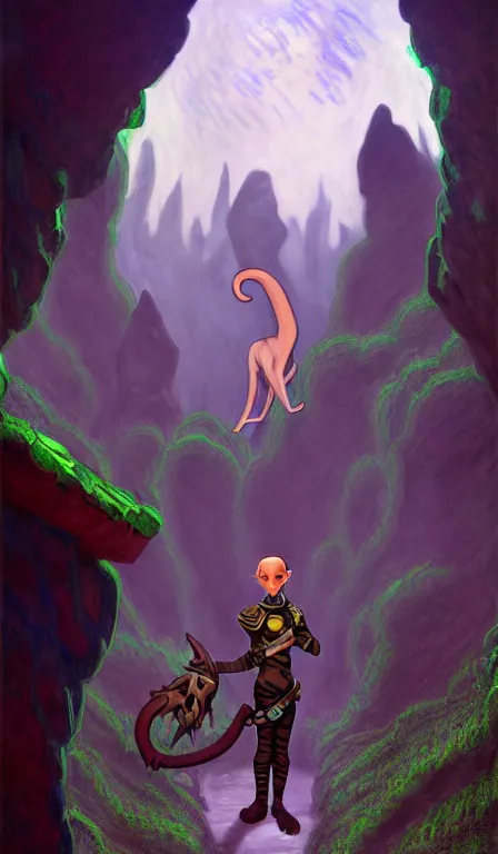 Prompt: a sphinx cat fursona anthro boy rogue wearing a guild tunic is exploring the grimdark dungeon depths. trending on artstation and pixiv. a vibrant digital oil painting. a highly detailed fantasy character illustration by wayne reynolds and charles monet and gustave dore and carl critchlow and bram sels