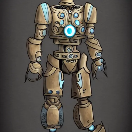 Image similar to A cyclops warforged paladin with mystical tattoos on his arms, from Dungeons & Dragons, inspired by the BIONICLE Keetongu, trending on artstation, the art of bionicle, Matt Betteker