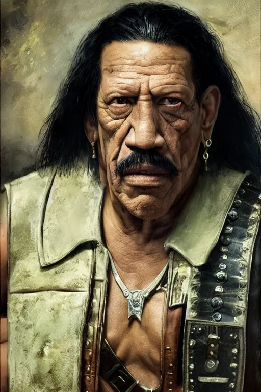 Image similar to danny trejo historical warrior, 8 k, hdr, great light, by greg rutkowski and annie leibowitz