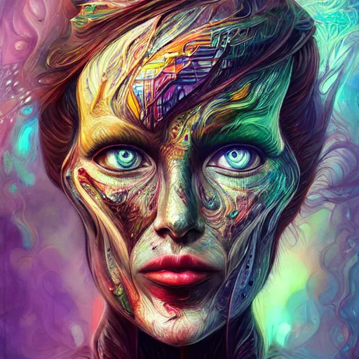 Image similar to face by android jones, trending on artstation