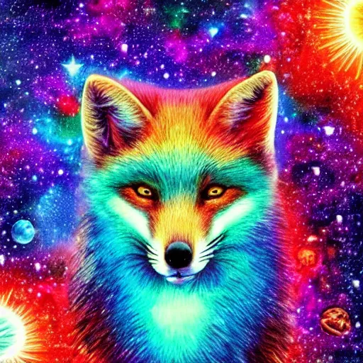 Prompt: rainbow cosmic fox