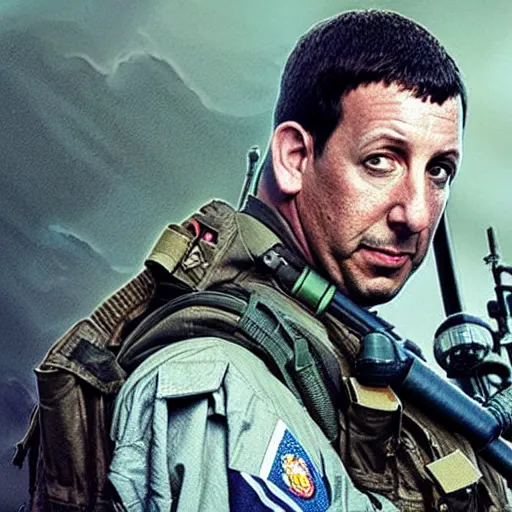 Prompt: Adam Sandler as a navy SEAL, high resolution fantasy concept art, intricate details, soft lighting