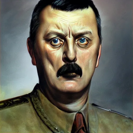 Prompt: Portrait of Igor Ivanovich Strelkov while he is calling for total war mobilization, photo-realistic, color image, 2K, highly detailed, by H.R.Giger