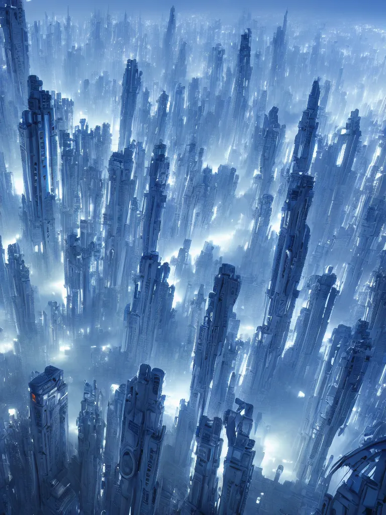 Image similar to utopian city, white buildings, by Leon Tukker, Makoto Kobayashi, synthetic light, blue trees, people on the streets, utopia, perfect, futuristic, 8k high detail, masterpiece, trending on ArtStation