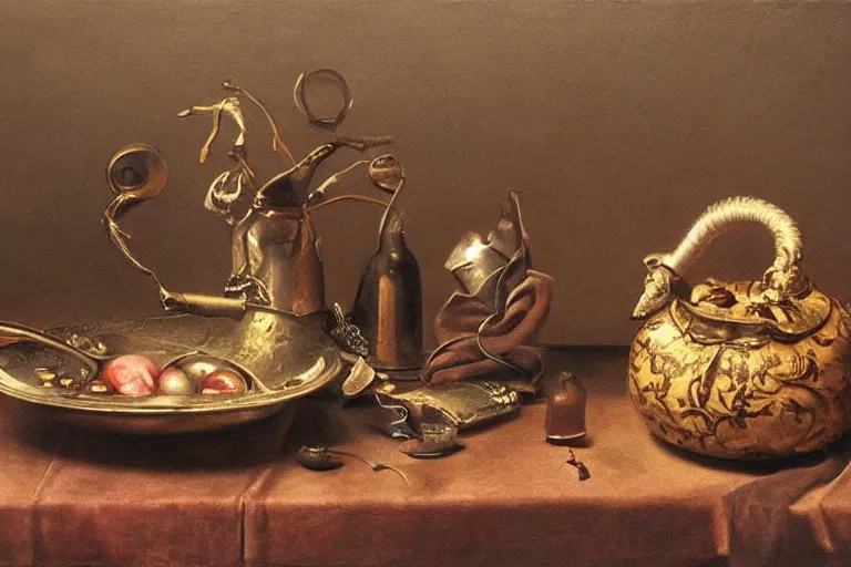 Prompt: a still life, extremely detailed, photorealistic, surrealism, dramatic lighting, smooth sharp focus