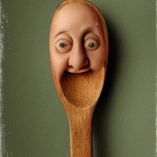 Image similar to arthur spooner face on a spoon