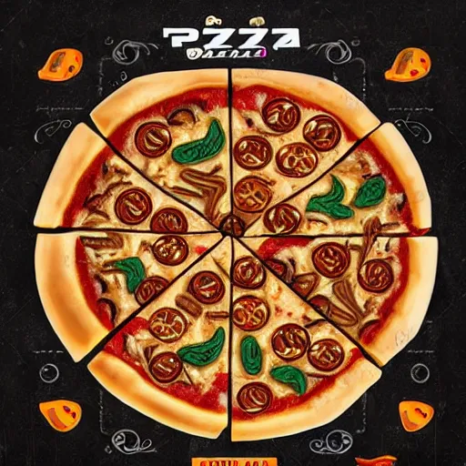 Image similar to Pizza zodiac, mayan style, concept art, detailed