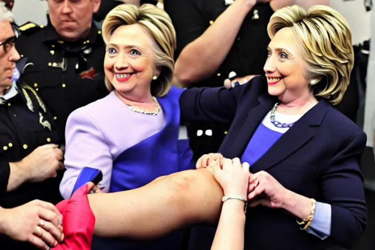 Prompt: hillary clinton handcuffed