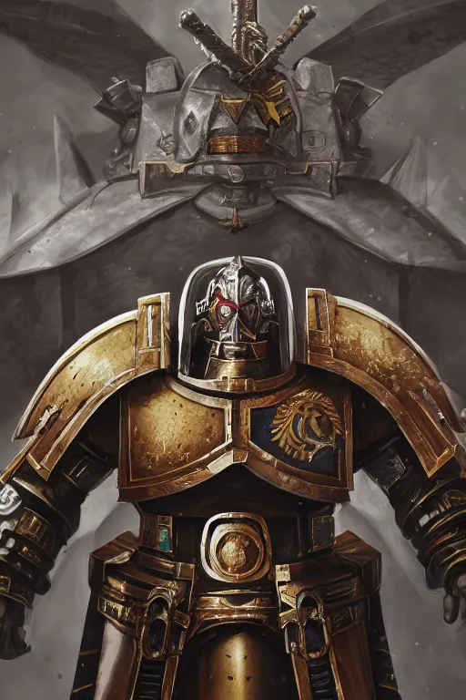 Image similar to armor portrait heros warhammer 4 0 k horus heresy fanart - the primarchs emperor by johannes helgeson animated with vfx concept artist & illustrator global illumination ray tracing hdr fanart arstation zbrush central hardmesh 8 k octane renderer comics stylized