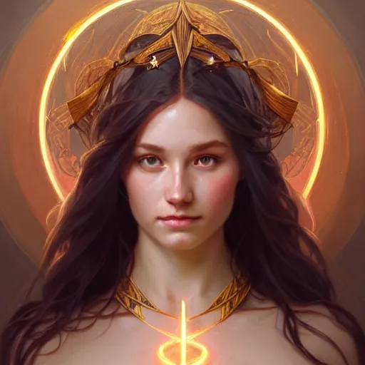 Image similar to portrait of a goddess of elemental lightning, half body, perfect face, d & d, fantasy, intricate, elegant, highly detailed, digital painting, artstation, concept art, smooth, sharp focus, illustration, art by artgerm and greg rutkowski and alphonse mucha