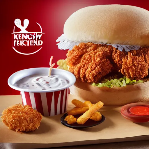 Prompt: kentucky fried chicken, professional food photography in kfc restuarant