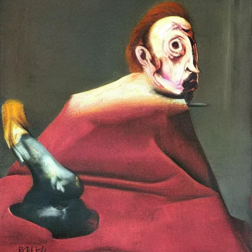 Prompt: francis bacon lost masterpiece, detailed oil painting