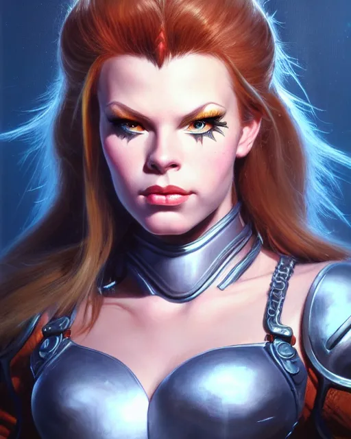 Prompt: brigitte from overwatch, fantasy, fantasy art, character portrait, portrait, close up, highly detailed, intricate detail, amazing detail, sharp focus, vintage fantasy art, vintage sci - fi art, radiant light, caustics, by boris vallejo