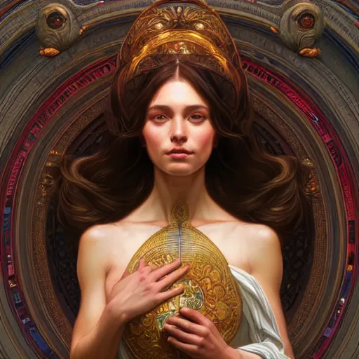 Image similar to perfectly-centered-Portrait of a Goddess, intricate, highly detailed, digital painting, artstation, concept art, smooth, sharp focus, illustration, Unreal Engine 5, 8K, art by artgerm and greg rutkowski and alphonse mucha