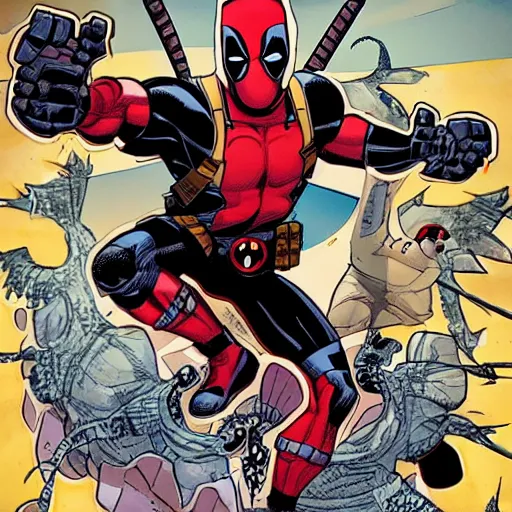 Image similar to deadpool comic, by ty templeton, comic book art