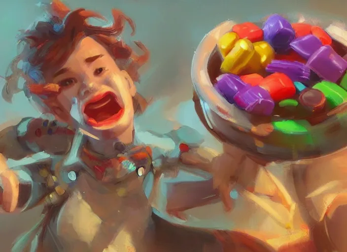 Image similar to concept art for a game candy themed, oil painting by jama jurabaev, extremely detailed, brush hard, artstation, for aaa game, high quality, brush stroke