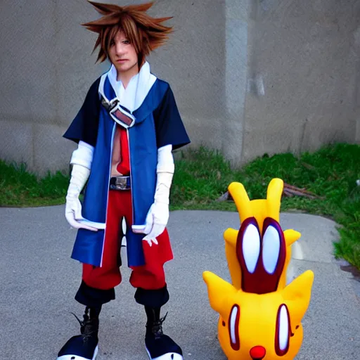 Image similar to sora cosplay, kingdom hearts