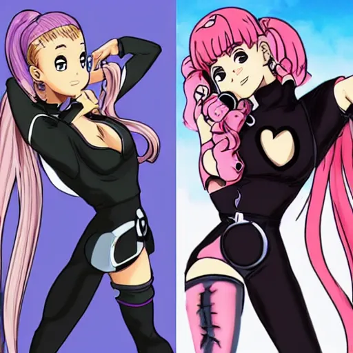 Image similar to Ariana Grande in Jojo’s Bizarre Adventure anime, JoJo anime art style