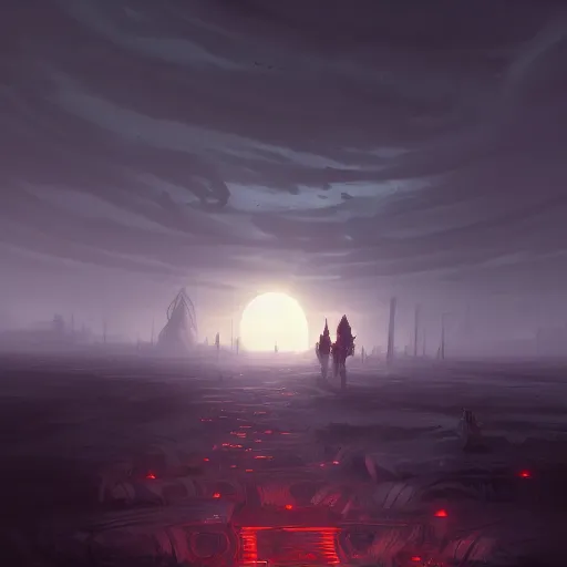 Prompt: eerie black sun rises over a wasteland, highly detailed, digital painting, artstation, concept art, sharp focus, illustration, by Andreas Rocha