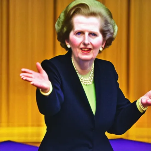 Image similar to Margaret Thatcher bowling, 4k photo