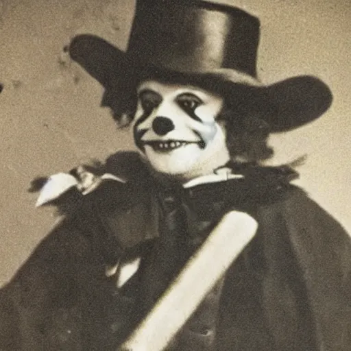 Image similar to rare photo of clown killer 1 8 5 6