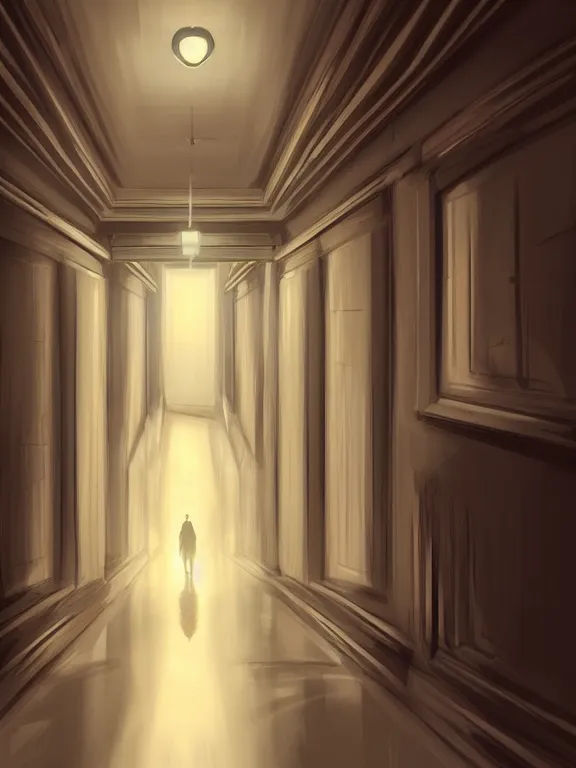 Image similar to A beautiful digital illustration painting of an unending hallway , 8k resolution deviantart trending on Artstation concept art digital illustration