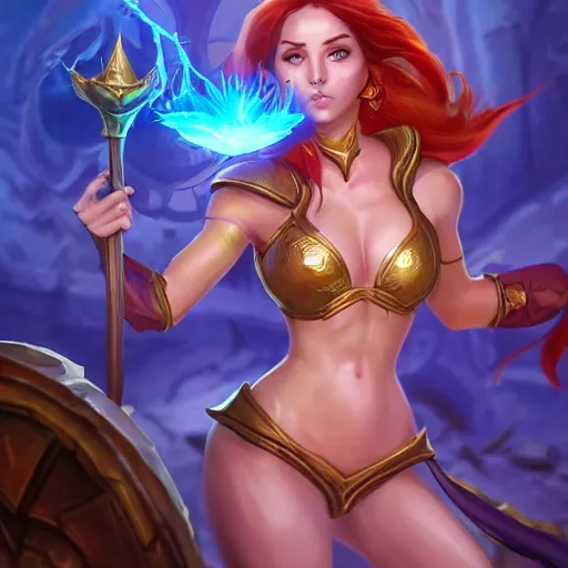 Prompt: The sorceress casting a fire ball, league of legends, tiny abdomen & inflated hips body, high detailed and perfect 😙👁️👁️💪💪🖐️🖐️🦵🦵, highly detailed, digital painting, artstation, concept art, smooth, sharp focus, illustration, ArtStation, art by 100% Hearthstone