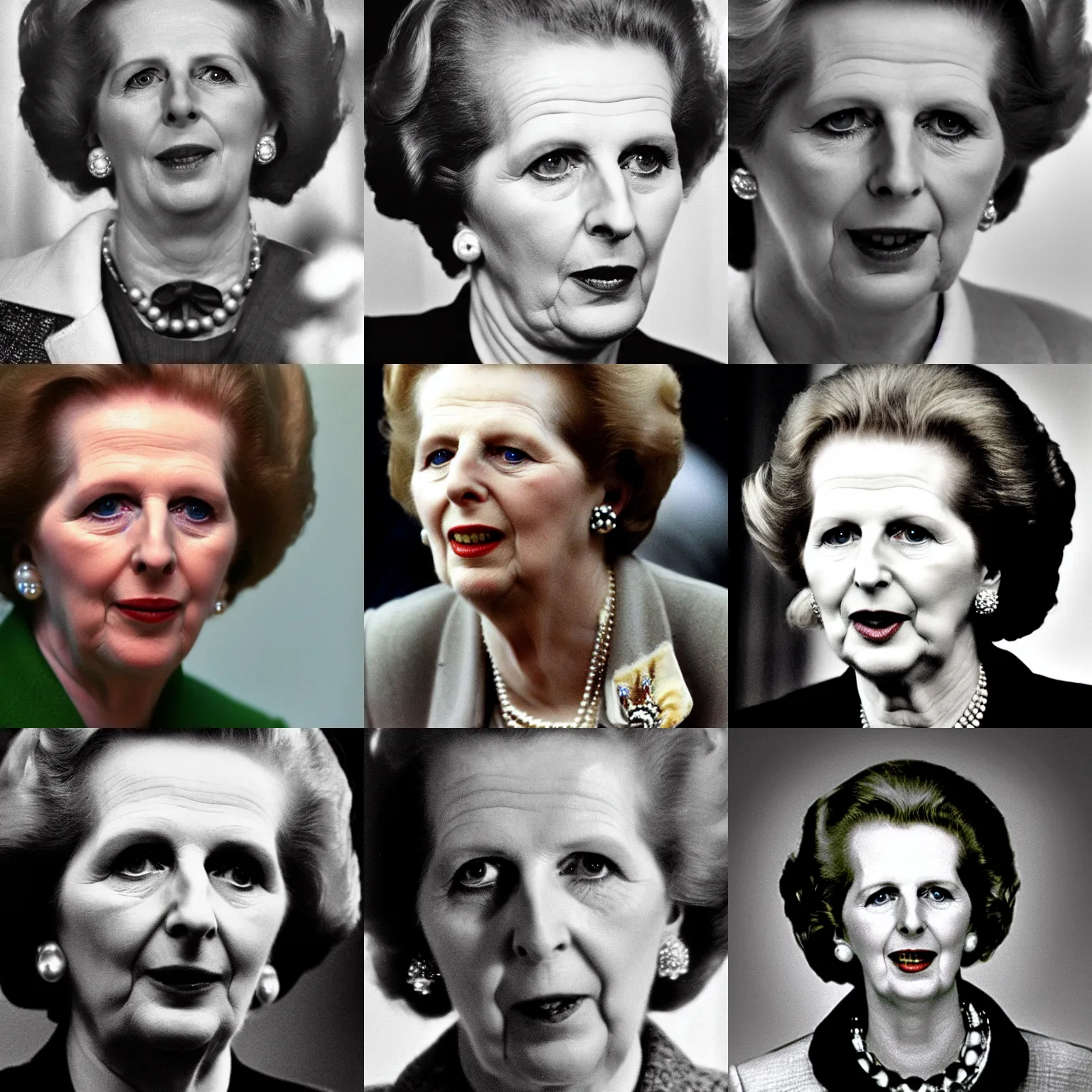 Prompt: Margaret Thatcher o face award winning photograph