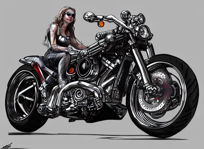 Image similar to cybernetic harley davidson, hyperrealism, lens glare, trending on artstation, intricate, 8 k, high detail