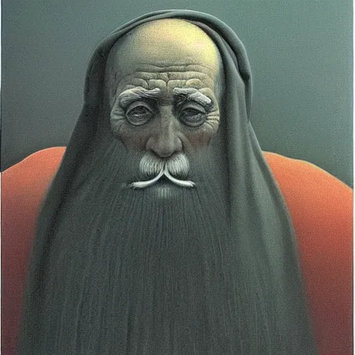 Prompt: Zdzisław Beksiński painting of Santa