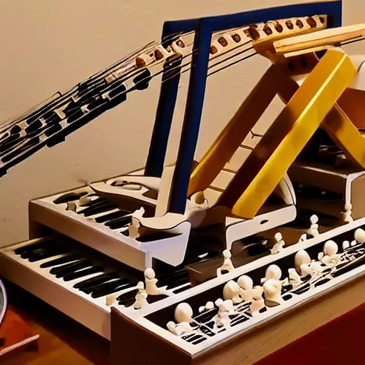 Image similar to rube goldberg music machine