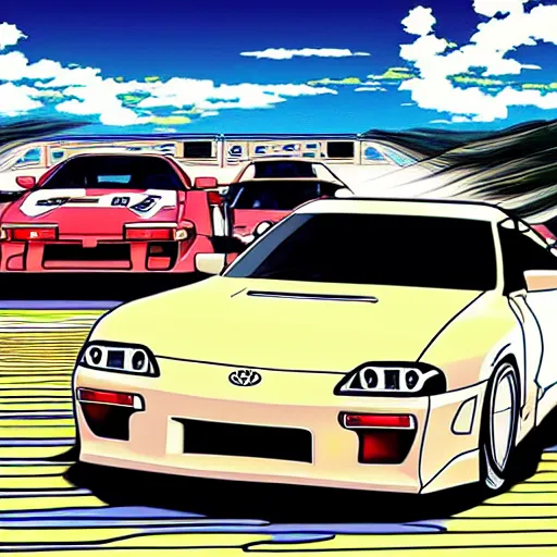 Image similar to toyota supra 2 0 2 1 initial d, anime art