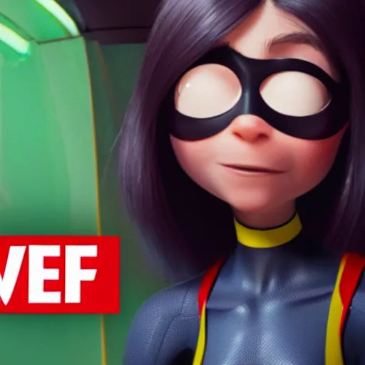 Prompt: still of violet parr sweating in movie incredibles 2