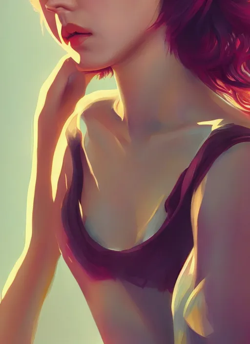 Prompt: hyper detailed ultra sharp of beautiful portrait jena malone, beautiful girl, beautiful full body, character artist, mature content, elegant, 2 d, ultra highly detailed, digital painting, smooth, sharp focus, artstation, art by ilya kuvshinov!