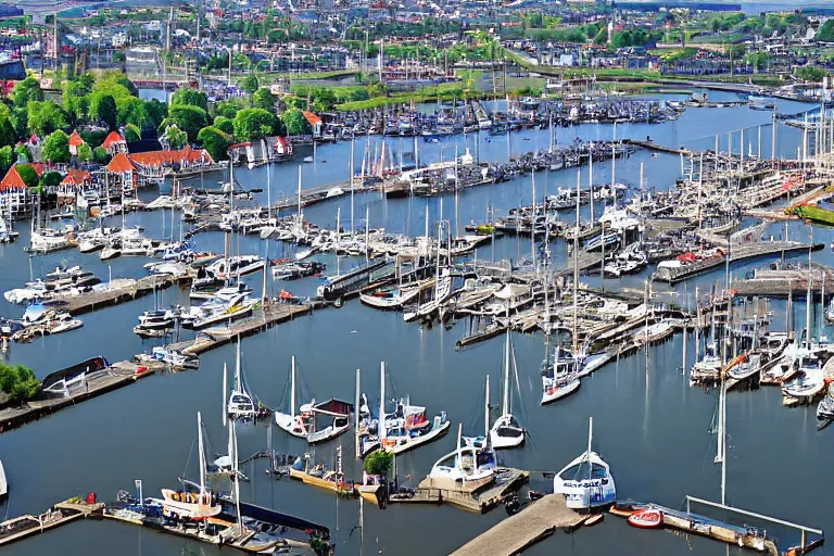 Prompt: a photo of the harbour of the city Numansdorp in The Netherlands