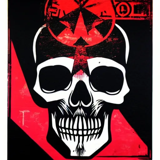 Image similar to punk skull, solo. by shepard fairey