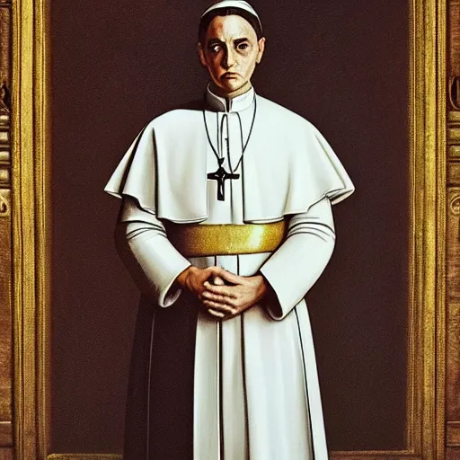 Prompt: The young pope, portrait by Caravaggio