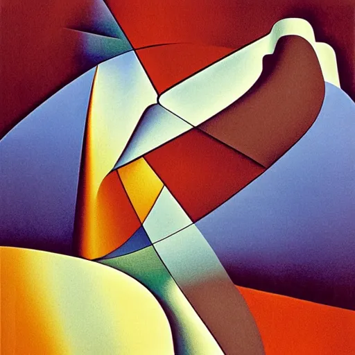 Image similar to woman woman as the natural landscape, her curves form the mountains and rivers of this land , high quality art in the style of cubism and georgia o’keefe,