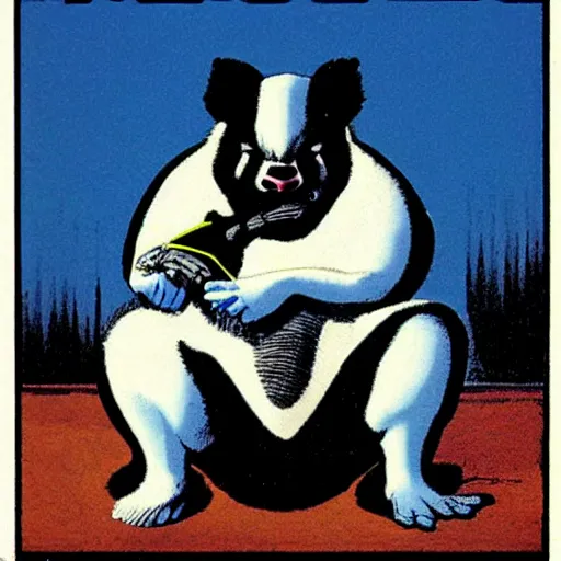 Image similar to a skunk that is blue by richard corben style