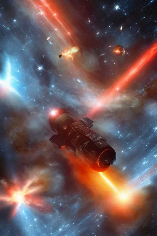 Prompt: hubble photograph of a space marine carrier fleet exiting hyperspace