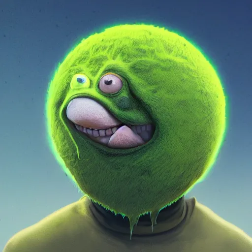 Image similar to highly detailed vfx portrait of a character of a skateboarding tennis ball monster, skateboard stephen bliss, chalk, unrealengine, greg rutkowski, loish, rhads, beeple, chalk, makoto shinkai and lois van baarle, ilya kuvshinov, rossdraws, tom bagshaw, basil gogos