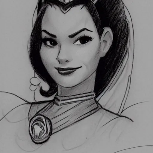 Image similar to milt kahl sketch of victoria justice as princess padme from star wars episode 3