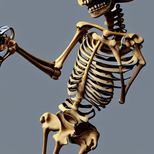 Prompt: a skeleton playing the trumpet, 3 d render, octane, ray tracing, ultra high resolution, ultra detailed, photorealistic, 8 k