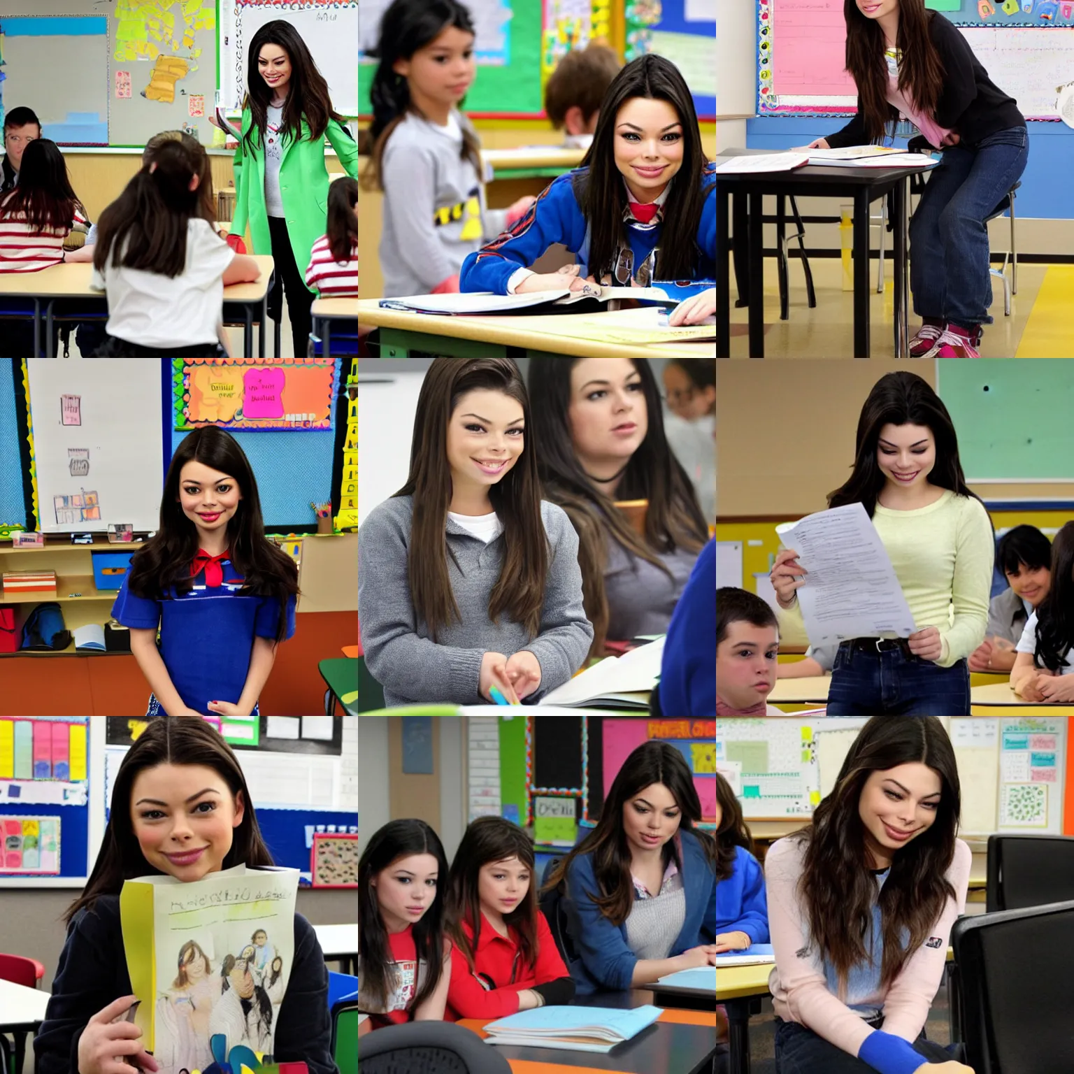 Prompt: miranda cosgrove in classroom