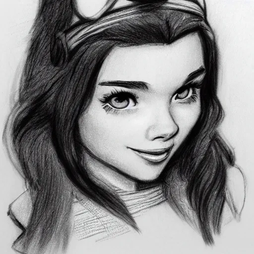 Image similar to milt kahl pencil sketch of chloe grace moretz in disney snow white