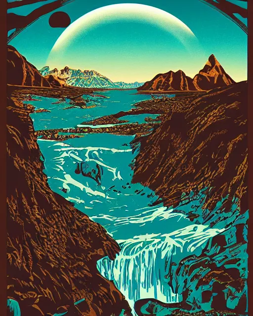 Prompt: 1 9 7 0 s national parks poster for hell, poster design, 4 k, heavy metal art style